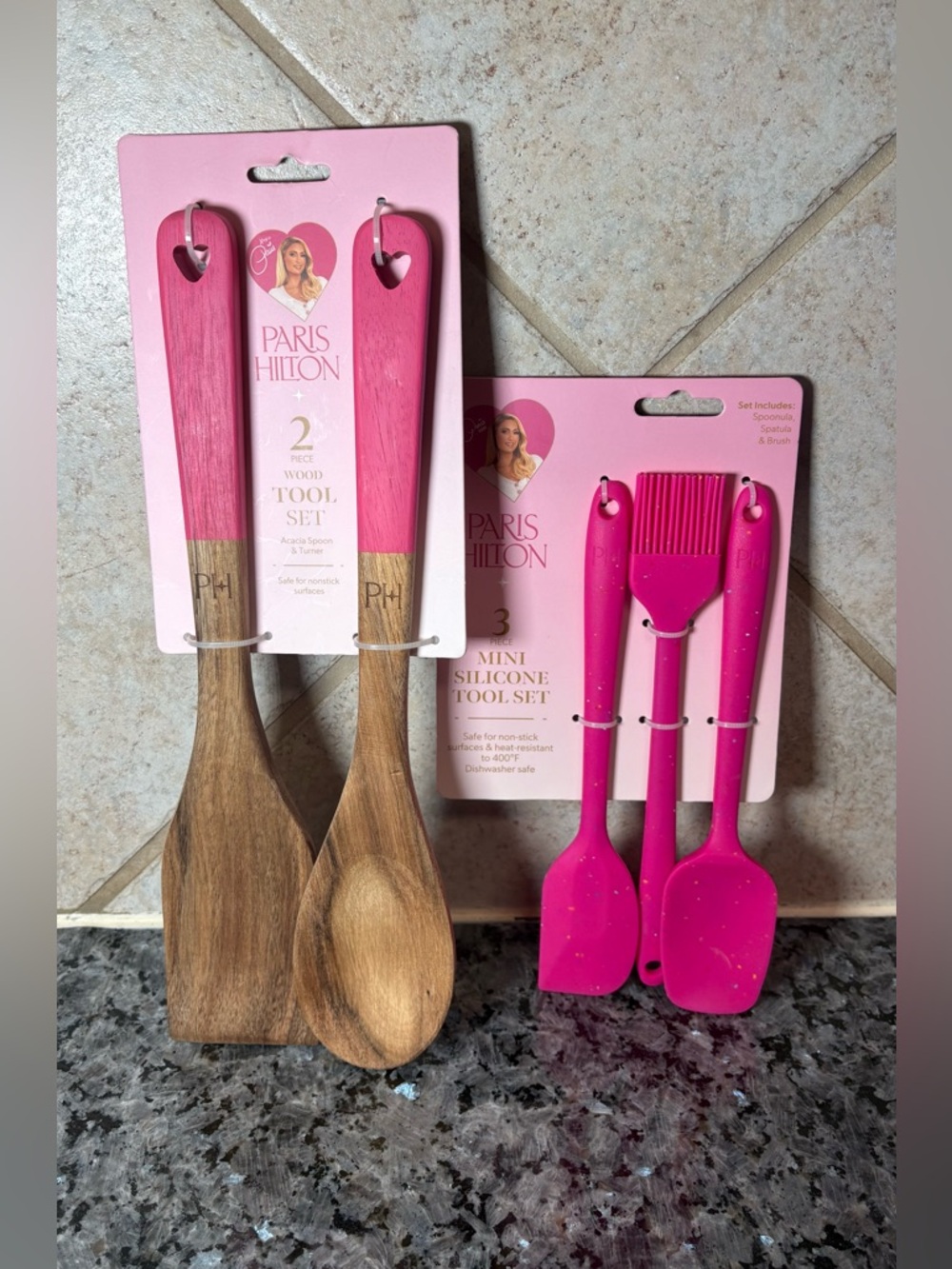 Paris Hilton Pink Wood & Silicone Kitchen Tool Sets - final offer